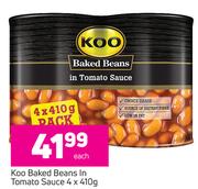Koo Baked Beans In Tomato Sauce-4 x 410g Each