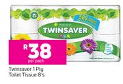 Twinsaver 1 Ply Toilet Tissue-8's Per Pack