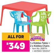 Junior Sunny 1 x Kiddies Table + 2 x Kiddies Chairs-For All