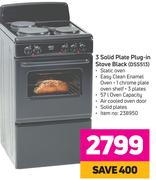 3 Solid Plate Plug-In Stove Black DSS513