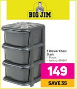 Big Jim 3 Drawer Chest Black Plastic