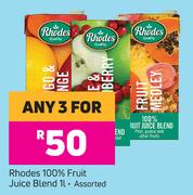 Rhodes 100% Fruit Juice Blend Assorted-For Any 3 x 1Ltr