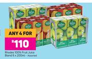 Rhodes 100% Fruit Juice Blend Assorted-For Any 4 x 6 x 200ml