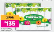 Twinsaver 1 Ply Toilet Tissue-For 2 x 15's