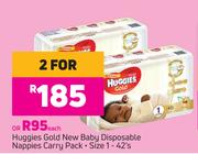 Huggies Gold New Baby Disposable Nappies Carry Pack Size 1-42's-Each