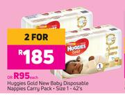 Huggies Gold New Baby Disposable Nappies Carry Pack Size 1-42's-Each