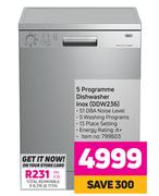 Defy 5 Programme Dishwasher Inox DDW236