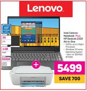 Lenovo Intel Celeron Notebook Plus HP Deskjet 2320 All In One