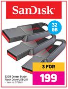2Sandisk 32GB Cruzer Blade Flash Drive USB 2.0-For 3