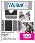 Waltex 2 Piece Printed Foam Bathmat Set-45 x 70cm Per Set