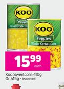 Koo Sweetcorn Assorted-410g Or 415g Each