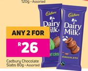 Cadbury Chocolate Slabs Assorted-For Any 2 x 80g