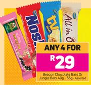 Beacon Chocolate Bars Or Jungle Bars-For Any 4 x 40g/56g