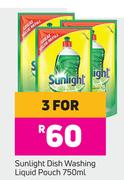 Sunlight Dish Washing Liquid Pouch-For 3 x 750ml