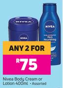 Nivea Body Cream Or Lotion-For Any 2 x 400ml