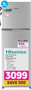 Hisense 220L Titan Silver Top Freezer Fridge H220TTS