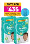 Pamper Active Baby Jumbo Pack Disposable Nappies-For 2