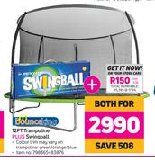 Bounce King 12FT Trampoline Plus Swingball-For Both