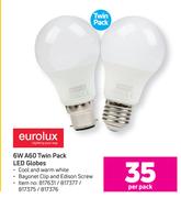 Eurolux 6W A60 Twin Pack LED Globes-Per Pack
