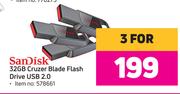 Sandisk 32GB Cruzer Blade Flash Drive USB 2.0-For 3