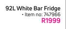 Hisense 92L White Bar Fridge