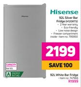 Hisense 92L White Bar Fridge