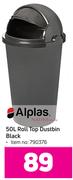 Alpas Roll Top Dustbin Black-50 Ltr