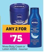 Nivea Body Cream Or Lotion Assorted-For Any 2 x 400ml