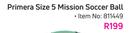 Primera Size 5 Mission Soccer Ball-Each
