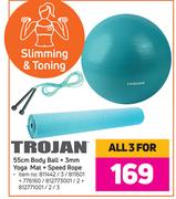 Trojan 55cm Body Ball + 3mm Yoga Mat + Speed Rope-For All 3