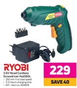 Ryobi 3.6V Nicad Cordless Screwdriver Hsd360L