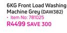 Defy 6Kg Front Load Washing Machine (Grey) DAW382