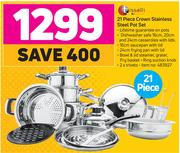 Tissolli 21Piece Crown Stainless Steel Pot Set