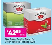 Five Roses Ceylon Blend Or Green Tagless Teabags-102's Each
