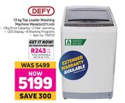 Defy 13Kg Top Loader Washing Machine Metallic DTL149