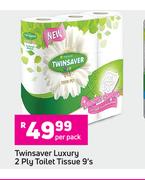 Twinsaver Luxury 2 Ply Toilet Tissue-9's Per Pack