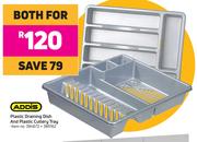 Addis Plastic Draining Dish & Plastic Cutlery Tray-For Both