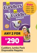  Cuddlers Jumbo Pack Disposable Nappies-For Any 2