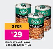 Rhodes Baked Beans In Tomato Sauce-For 3 x 410g