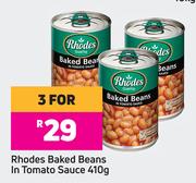 Rhodes Baked Beans In Tomato Sauce-For 3 x 410g