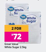 Great Value White Sugar-For 2 x 2.5kg