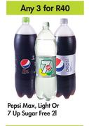 Pepsi Max, Light Or 7 Up Sugar Free-For Any 3 x 2Ltr