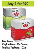 Five Roses Ceylon Blend Or Green Tagless Teabags-For Any 2 x 102's