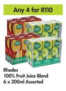 Rhodes 100% Fruit Juice Blend-For 4 x 6 x 200ml