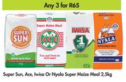 Super Sun, Ace, Iwisa Or Nyala Super Maize Meal-For Any 3 x 2.5kg