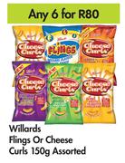 Willards Flings Or Cheese Curls Assorted-For Any 6 x 150g 
