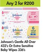Johnson's Gentle All Over 432's Or Extra Sensitive Baby Wipes 336's-For Any 2