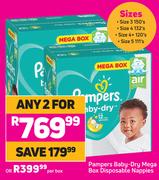 Pampers Baby Dry Mega Box Disposable Nappies-For Any 2