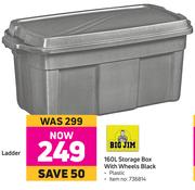 Big Jim 160Ltr Storage Box With Wheels Black Plastic