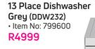 Defy 13 Place Dishwasher Grey DDW232
